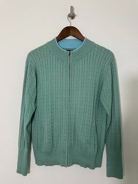 Lily Howard Full-zip Cardigan - Mint Green L/14